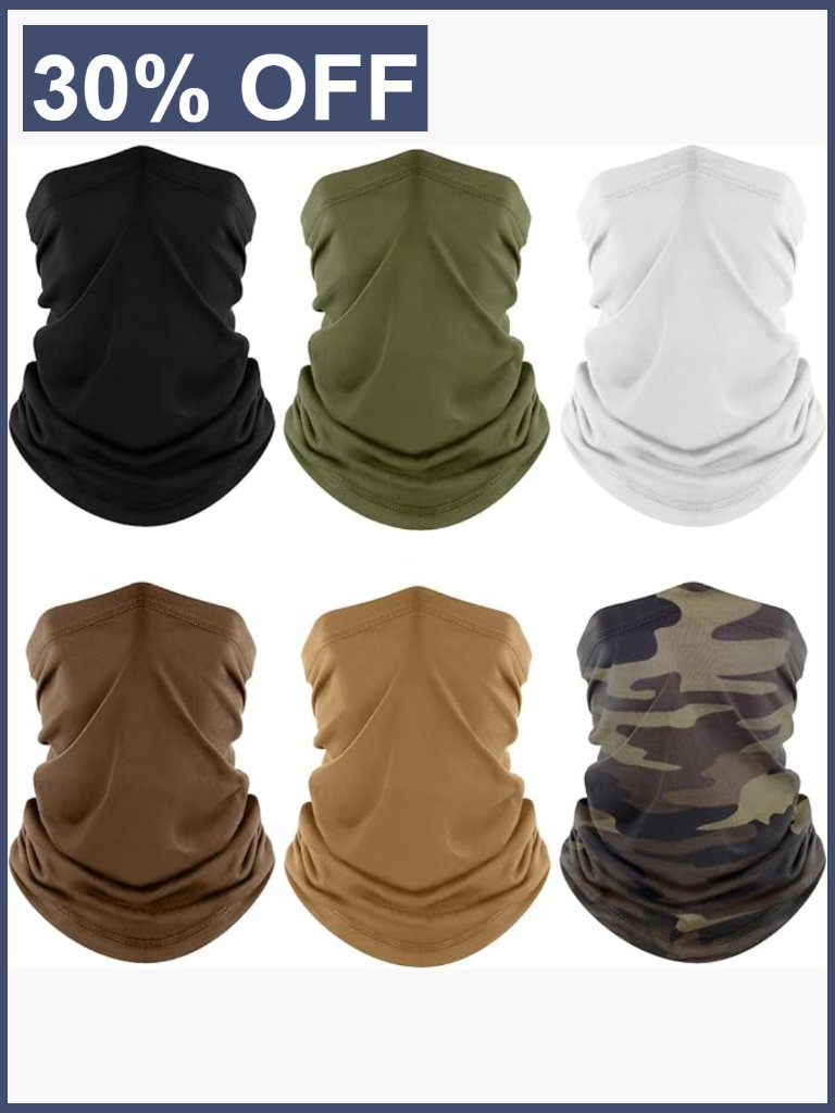 Neck Gaiter 6 Pack Cooling Uv Protection Bandana Face Mask Gator Scarf